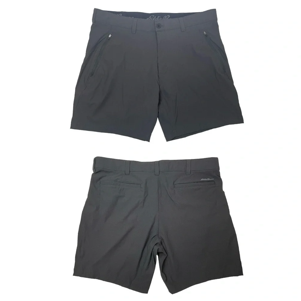 Eddie Bauer Shorts Men's 38 Nylon Grey Stretch Hiking Performance Zip Pockets - Picture 1 of 9